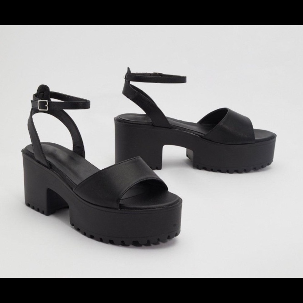 Nasty Gal PU Flatform Platform Sandals